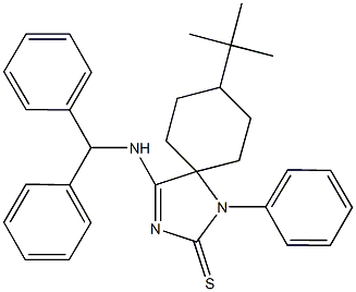 4-(benzhydrylamino)-8-tert-butyl-1-phenyl-1,3-diazaspiro[4.5]dec-3-ene-2-thione Struktur