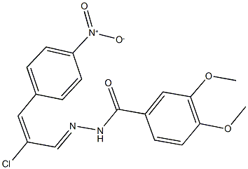 N'-(2-chloro-3-{4-nitrophenyl}-2-propenylidene)-3,4-dimethoxybenzohydrazide Struktur