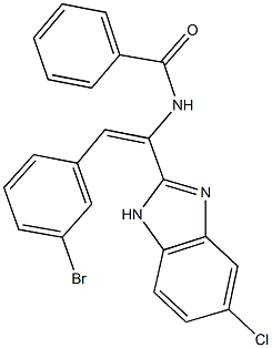 N-[2-(3-bromophenyl)-1-(5-chloro-1H-benzimidazol-2-yl)vinyl]benzamide Struktur