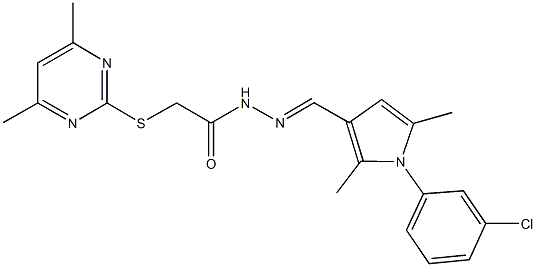 N'-{[1-(3-chlorophenyl)-2,5-dimethyl-1H-pyrrol-3-yl]methylene}-2-[(4,6-dimethyl-2-pyrimidinyl)sulfanyl]acetohydrazide Struktur