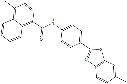 4-methyl-N-[4-(6-methyl-1,3-benzothiazol-2-yl)phenyl]-1-naphthamide Struktur