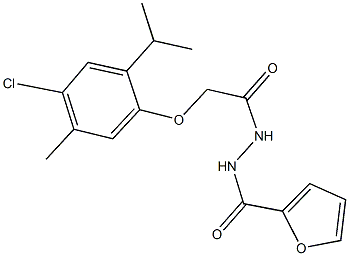 2-(4-chloro-2-isopropyl-5-methylphenoxy)-N'-(2-furoyl)acetohydrazide Struktur