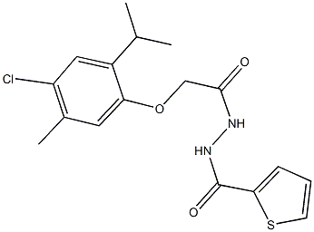 2-(4-chloro-2-isopropyl-5-methylphenoxy)-N'-(2-thienylcarbonyl)acetohydrazide Struktur