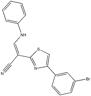 3-anilino-2-[4-(3-bromophenyl)-1,3-thiazol-2-yl]acrylonitrile Struktur