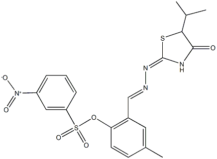 2-[2-(5-isopropyl-4-oxo-1,3-thiazolidin-2-ylidene)carbohydrazonoyl]-4-methylphenyl 3-nitrobenzenesulfonate Struktur