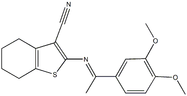 2-{[1-(3,4-dimethoxyphenyl)ethylidene]amino}-4,5,6,7-tetrahydro-1-benzothiophene-3-carbonitrile Struktur