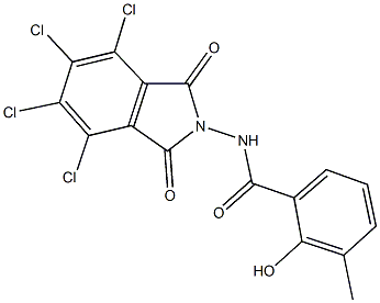 2-hydroxy-3-methyl-N-(4,5,6,7-tetrachloro-1,3-dioxo-1,3-dihydro-2H-isoindol-2-yl)benzamide Struktur