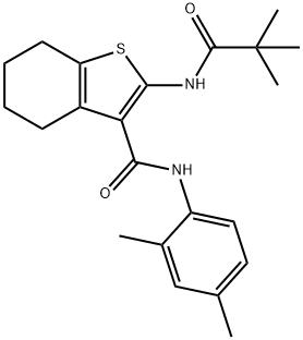 N-(2,4-dimethylphenyl)-2-[(2,2-dimethylpropanoyl)amino]-4,5,6,7-tetrahydro-1-benzothiophene-3-carboxamide Struktur