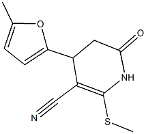 4-(5-methyl-2-furyl)-2-(methylsulfanyl)-6-oxo-1,4,5,6-tetrahydro-3-pyridinecarbonitrile Struktur