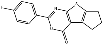 2-(4-fluorophenyl)-6,7-dihydro-4H,5H-cyclopenta[4,5]thieno[2,3-d][1,3]oxazin-4-one Struktur