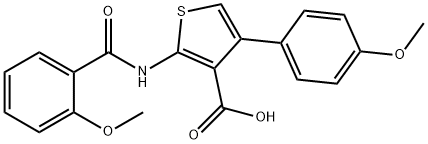 2-[(2-methoxybenzoyl)amino]-4-(4-methoxyphenyl)-3-thiophenecarboxylic acid Struktur