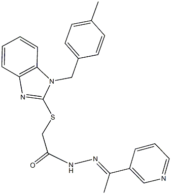 2-{[1-(4-methylbenzyl)-1H-benzimidazol-2-yl]sulfanyl}-N'-[1-(3-pyridinyl)ethylidene]acetohydrazide Struktur