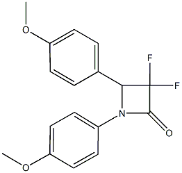 3,3-difluoro-1,4-bis(4-methoxyphenyl)-2-azetidinone Struktur