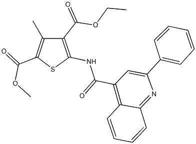 4-ethyl 2-methyl 3-methyl-5-{[(2-phenyl-4-quinolinyl)carbonyl]amino}-2,4-thiophenedicarboxylate Struktur