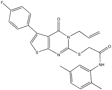 2-{[3-allyl-5-(4-fluorophenyl)-4-oxo-3,4-dihydrothieno[2,3-d]pyrimidin-2-yl]sulfanyl}-N-(2,5-dimethylphenyl)acetamide Struktur