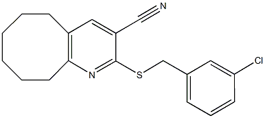 2-[(3-chlorobenzyl)sulfanyl]-5,6,7,8,9,10-hexahydrocycloocta[b]pyridine-3-carbonitrile Struktur