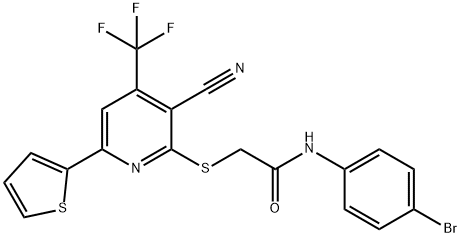 N-(4-bromophenyl)-2-{[3-cyano-6-(2-thienyl)-4-(trifluoromethyl)-2-pyridinyl]sulfanyl}acetamide Struktur