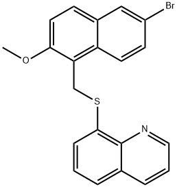 8-{[(6-bromo-2-methoxy-1-naphthyl)methyl]sulfanyl}quinoline Struktur