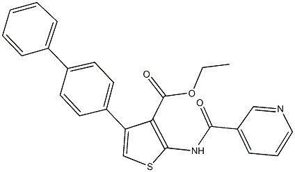 ethyl 4-[1,1'-biphenyl]-4-yl-2-[(3-pyridinylcarbonyl)amino]-3-thiophenecarboxylate Struktur