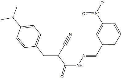 2-cyano-3-[4-(dimethylamino)phenyl]-N'-{3-nitrobenzylidene}acrylohydrazide Struktur