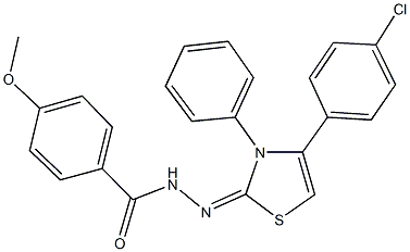 N'-(4-(4-chlorophenyl)-3-phenyl-1,3-thiazol-2(3H)-ylidene)-4-methoxybenzohydrazide Struktur