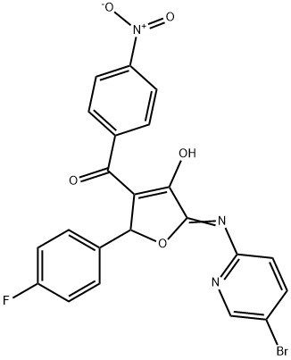 [5-[(5-bromo-2-pyridinyl)imino]-2-(4-fluorophenyl)-4-hydroxy-2,5-dihydro-3-furanyl]{4-nitrophenyl}methanone Struktur