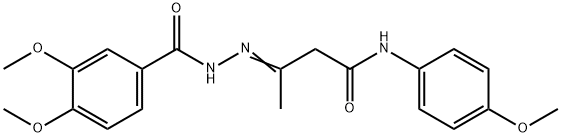 3-[(3,4-dimethoxybenzoyl)hydrazono]-N-(4-methoxyphenyl)butanamide Struktur