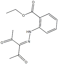 ethyl 2-[2-(1-acetyl-2-oxopropylidene)hydrazino]benzoate Struktur