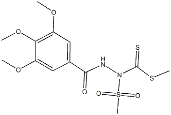 methyl 1-(methylsulfonyl)-2-(3,4,5-trimethoxybenzoyl)hydrazinecarbodithioate Struktur