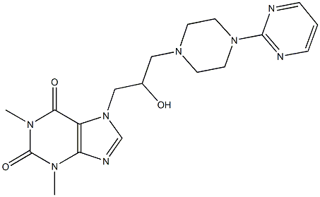 7-{2-hydroxy-3-[4-(2-pyrimidinyl)-1-piperazinyl]propyl}-1,3-dimethyl-3,7-dihydro-1H-purine-2,6-dione Struktur