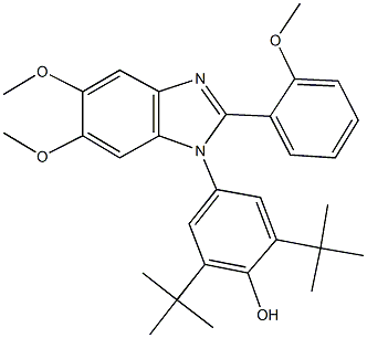 2,6-ditert-butyl-4-[5,6-dimethoxy-2-(2-methoxyphenyl)-1H-benzimidazol-1-yl]phenol Struktur