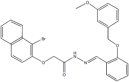 2-[(1-bromo-2-naphthyl)oxy]-N'-{2-[(3-methoxybenzyl)oxy]benzylidene}acetohydrazide Struktur