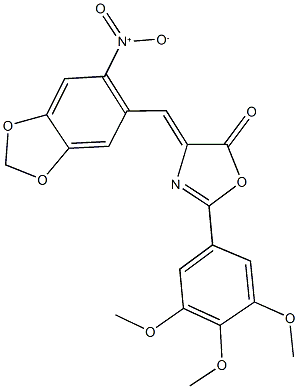 4-({6-nitro-1,3-benzodioxol-5-yl}methylene)-2-(3,4,5-trimethoxyphenyl)-1,3-oxazol-5(4H)-one Struktur