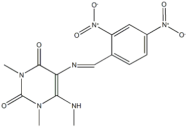 5-({2,4-bisnitrobenzylidene}amino)-1,3-dimethyl-6-(methylamino)-2,4(1H,3H)-pyrimidinedione Struktur