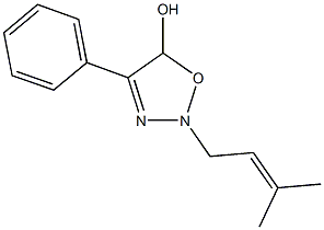 2-(3-methyl-2-butenyl)-4-phenyl-2,5-dihydro-1,2,3-oxadiazol-5-ol Struktur