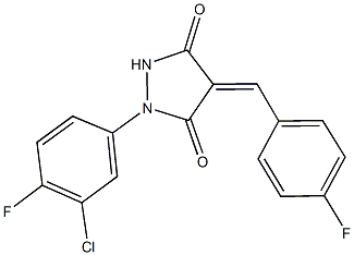 1-(3-chloro-4-fluorophenyl)-4-(4-fluorobenzylidene)-3,5-pyrazolidinedione Struktur