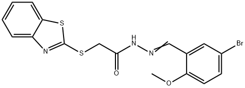 2-(1,3-benzothiazol-2-ylsulfanyl)-N'-(5-bromo-2-methoxybenzylidene)acetohydrazide Struktur