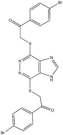 1-(4-bromophenyl)-2-[(4-{[2-(4-bromophenyl)-2-oxoethyl]sulfanyl}-1H-imidazo[4,5-d]pyridazin-7-yl)sulfanyl]ethanone Struktur