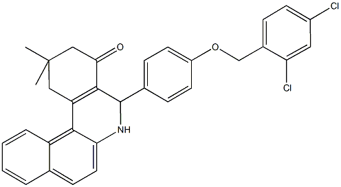 5-{4-[(2,4-dichlorobenzyl)oxy]phenyl}-2,2-dimethyl-2,3,5,6-tetrahydrobenzo[a]phenanthridin-4(1H)-one Struktur