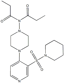 N-{4-[3-(1-piperidinylsulfonyl)-4-pyridinyl]-1-piperazinyl}-N-propionylpropanamide Struktur