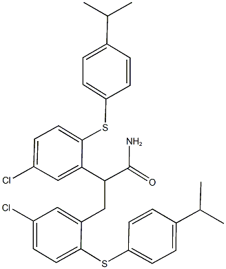 2,3-bis{5-chloro-2-[(4-isopropylphenyl)sulfanyl]phenyl}propanamide Struktur