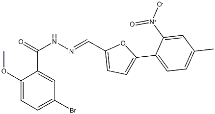 5-bromo-N'-[(5-{2-nitro-4-methylphenyl}-2-furyl)methylene]-2-methoxybenzohydrazide Struktur