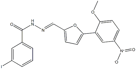 N'-[(5-{5-nitro-2-methoxyphenyl}-2-furyl)methylene]-3-iodobenzohydrazide Struktur