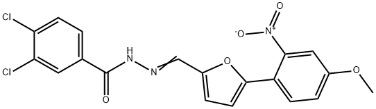 3,4-dichloro-N'-[(5-{2-nitro-4-methoxyphenyl}-2-furyl)methylene]benzohydrazide Struktur