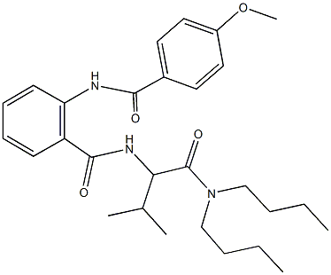 N-{1-[(dibutylamino)carbonyl]-2-methylpropyl}-2-[(4-methoxybenzoyl)amino]benzamide Struktur