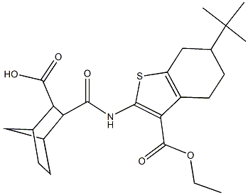 3-({[6-tert-butyl-3-(ethoxycarbonyl)-4,5,6,7-tetrahydro-1-benzothien-2-yl]amino}carbonyl)bicyclo[2.2.1]heptane-2-carboxylic acid Struktur