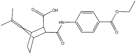 3-{[4-(ethoxycarbonyl)anilino]carbonyl}-7-(1-methylethylidene)bicyclo[2.2.1]heptane-2-carboxylic acid Struktur