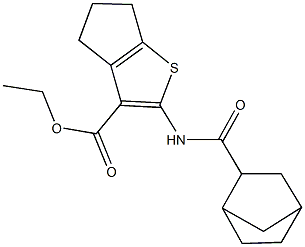 ethyl 2-[(bicyclo[2.2.1]hept-2-ylcarbonyl)amino]-5,6-dihydro-4H-cyclopenta[b]thiophene-3-carboxylate Struktur