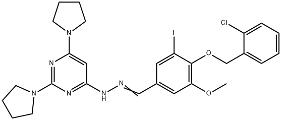 4-[(2-chlorobenzyl)oxy]-3-iodo-5-methoxybenzaldehyde (2,6-dipyrrolidin-1-ylpyrimidin-4-yl)hydrazone Struktur