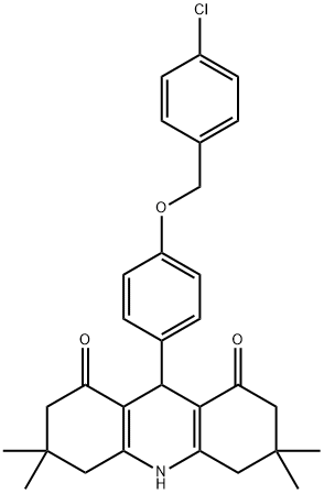 9-{4-[(4-chlorobenzyl)oxy]phenyl}-3,3,6,6-tetramethyl-3,4,6,7,9,10-hexahydro-1,8(2H,5H)-acridinedione Struktur